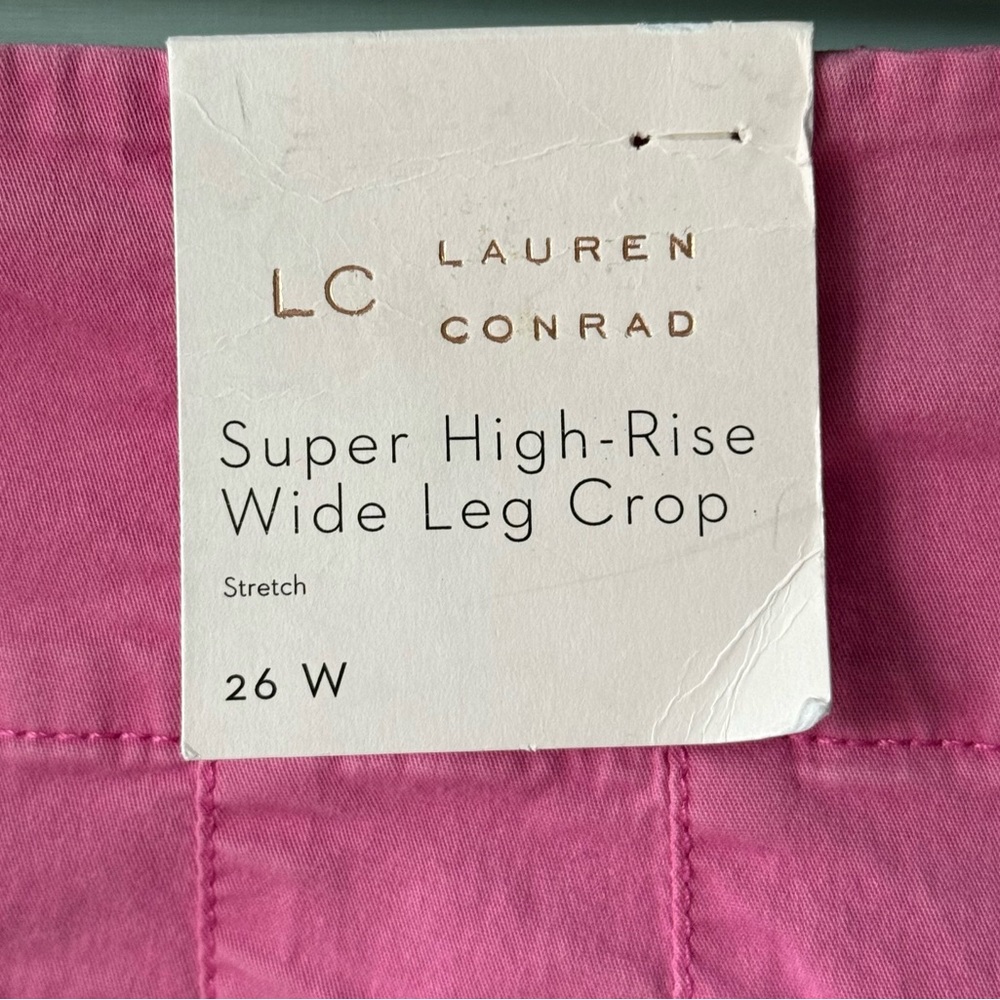 Plus Size Lauren Conrad Super High Rise Wide Leg Pink Crop Pants Size 26W NWT - Picture 5 of 7